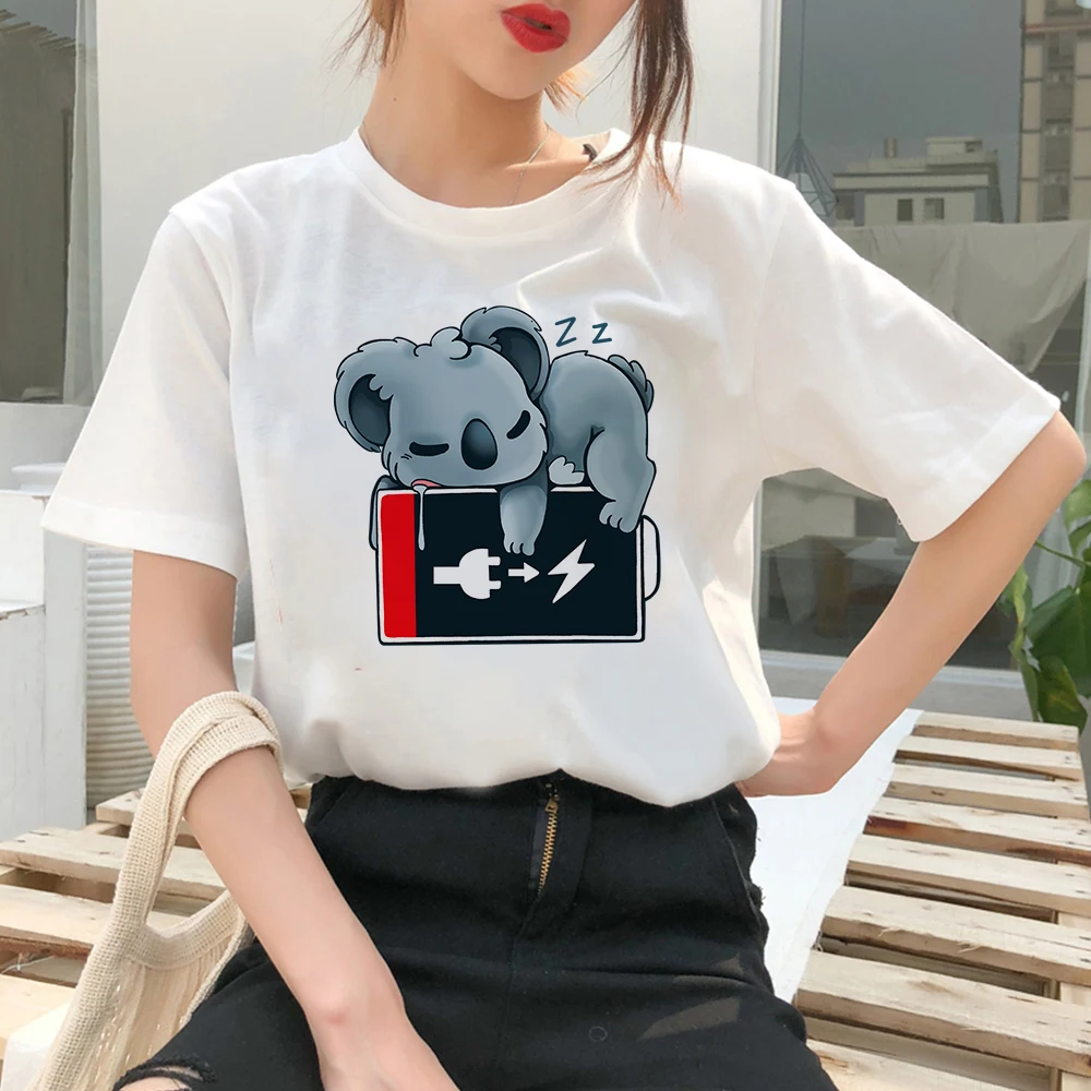 

2022 New Summer Harajuku Fashion Casual Funny Simplee T Shirts Cute Animals Print Short Sleeves White Tops Women's Home Clothes