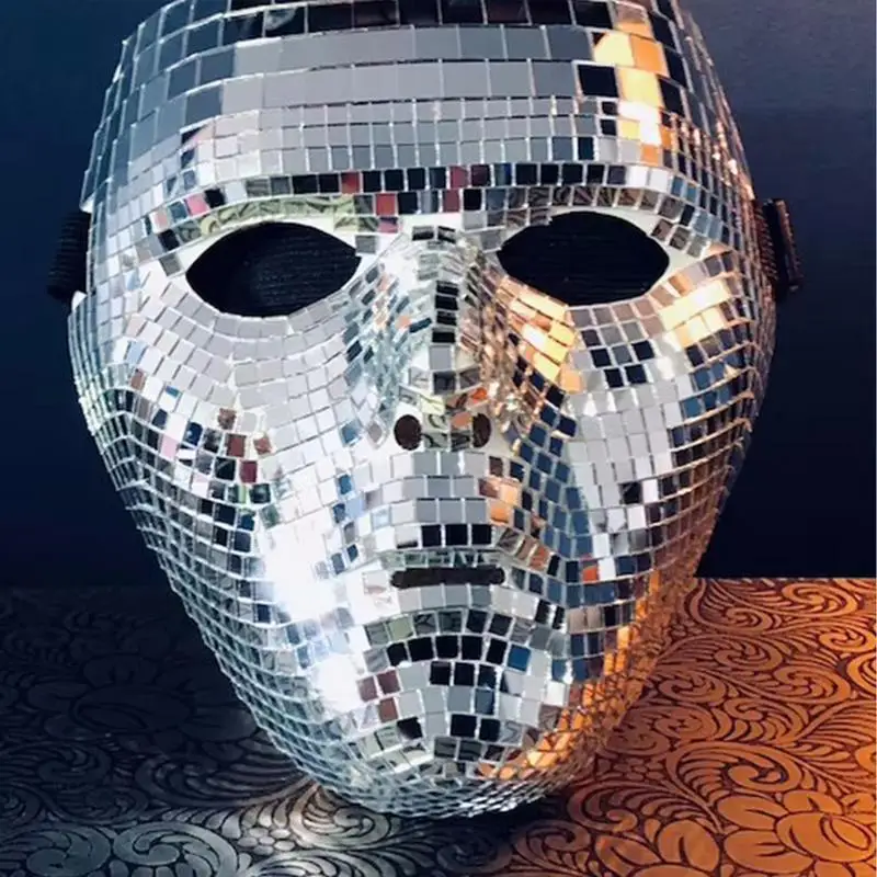

Уникальная блестящая маска для лица в виде диско-шара, праздничные маскарадные маски для оформления диджея, сцены, бара, вечеринки, праздника