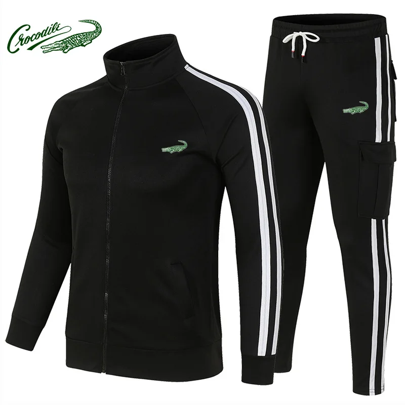 Two-piece spring and autumn suit casual sportswear suit 20212 autumn pants suit men's sweater solid color hooded sports