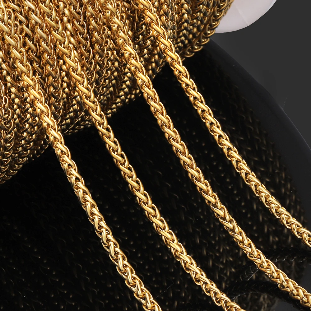 

2Meters Stainless Steel Keel Chain Gold Color Thick Link Chains for Necklace Bracelet DIY Jewelry Making Wholesale Waterproof