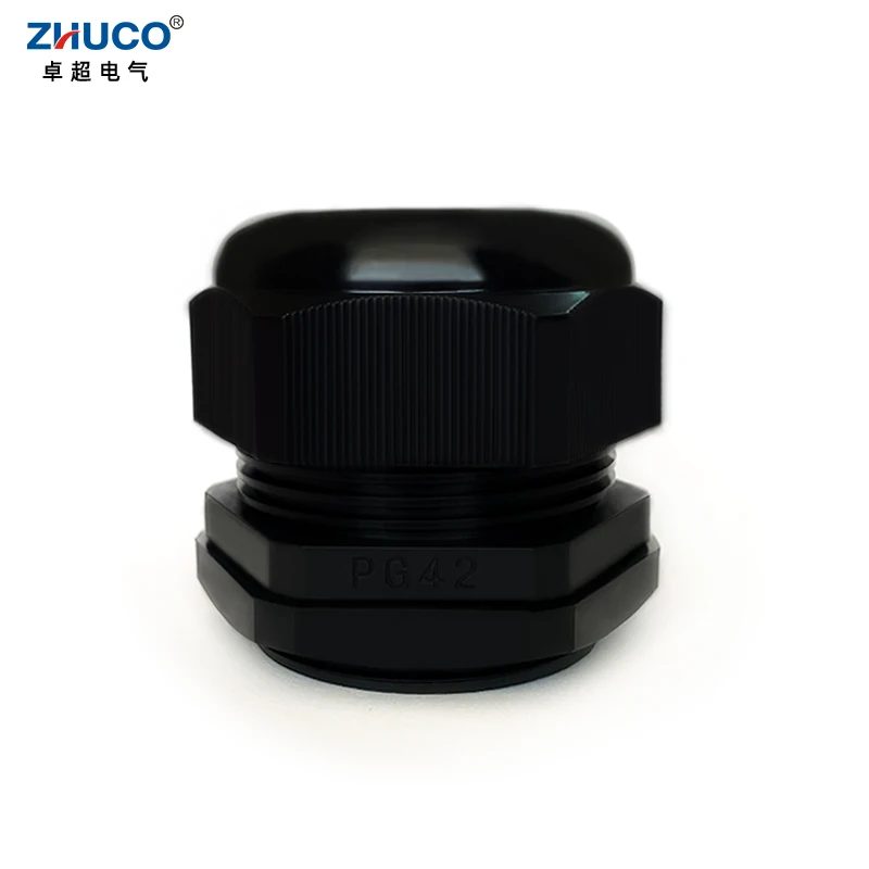 

ZHUCO 5Pcs PG42 Black Waterproof Adjustable Cable Gland 32-38mm Wire Range Nylon Seal Joints Plastic Cord Connector With Gasket