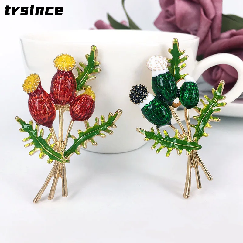 

New Enamel Dandelion Flower Brooch All-match Painted Dripping Oil Plant Brooch Coat Sweater Accessories Women