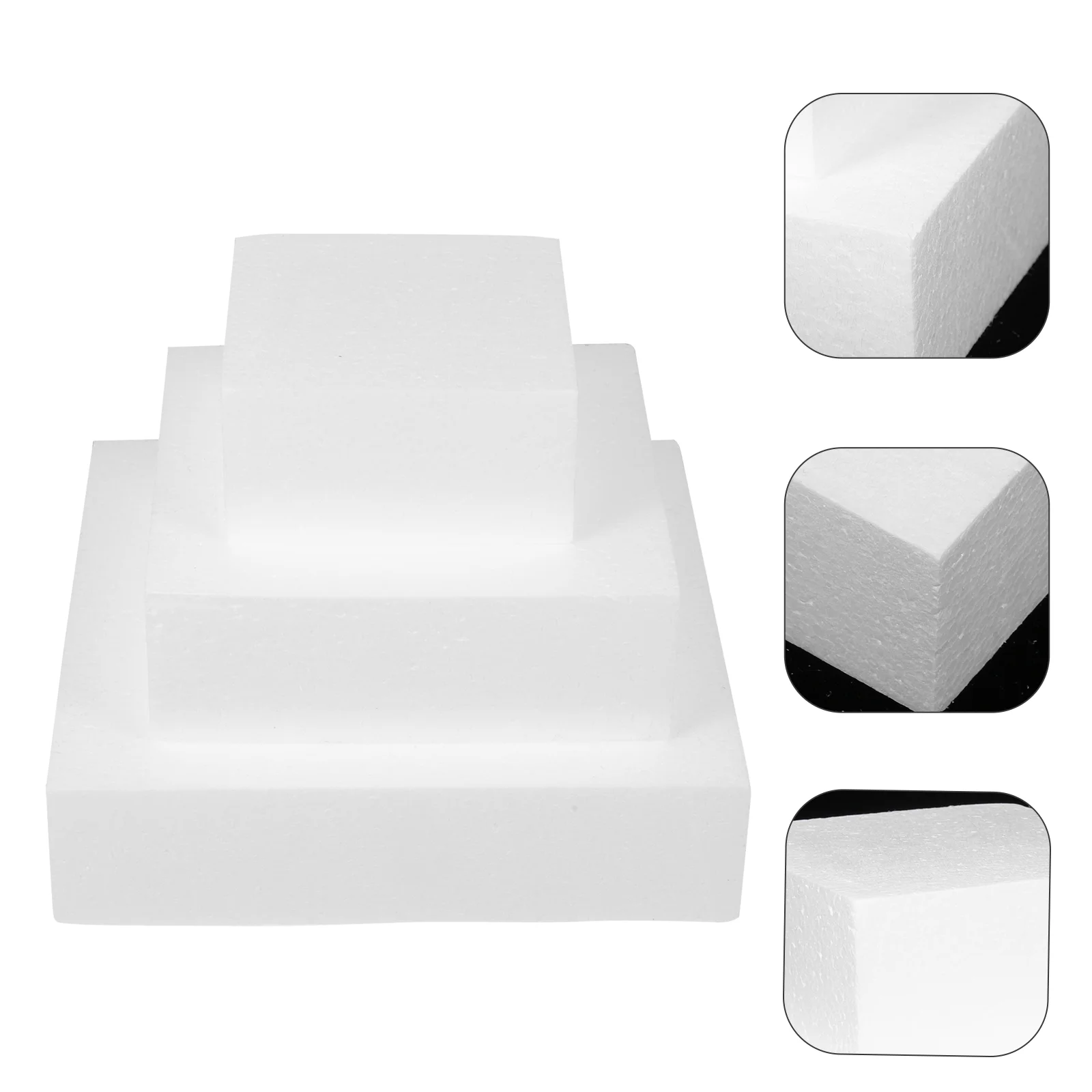 

Cake Dummy Foam Polystyrene Styrofoam Tier Display Fondant Window Model Shapes Square Circles Set Molds Practice Fake