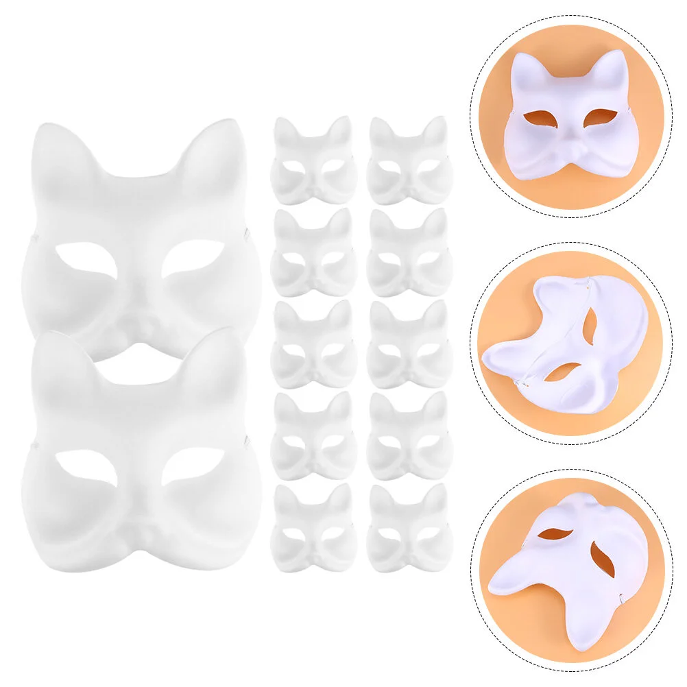 

12 Pcs Mask Cat Kids Fancy Dress Blank DIY Masks Decorate Pulp Party Halloween Paper Animal Child Masquerade Women