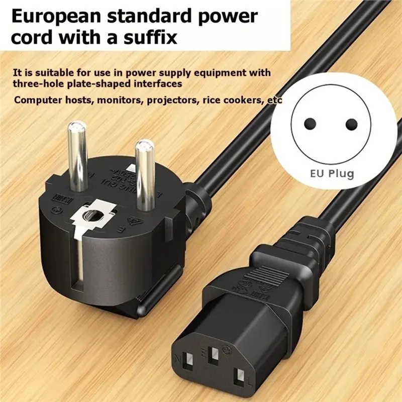 Фото Кабель питания EU Plug C13, 1,5 м, удлинитель для ПК, монитора, принтера, Sony PS4, проектора, кабель питания для блока питания №2