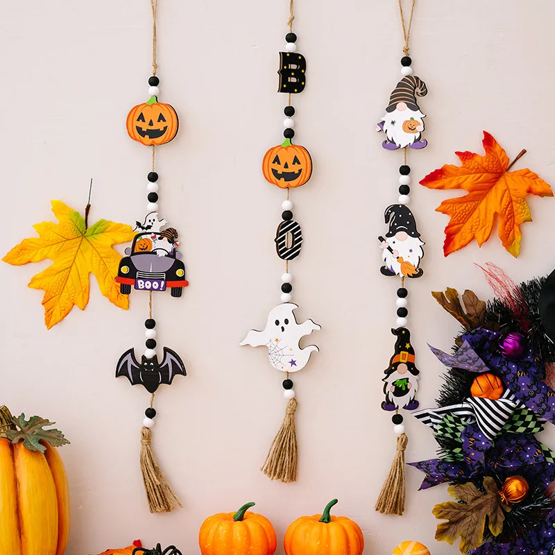 

New Halloween Listing House Party Ghost Festival Decoration Bead String Witch Pumpkin Bat Pendant