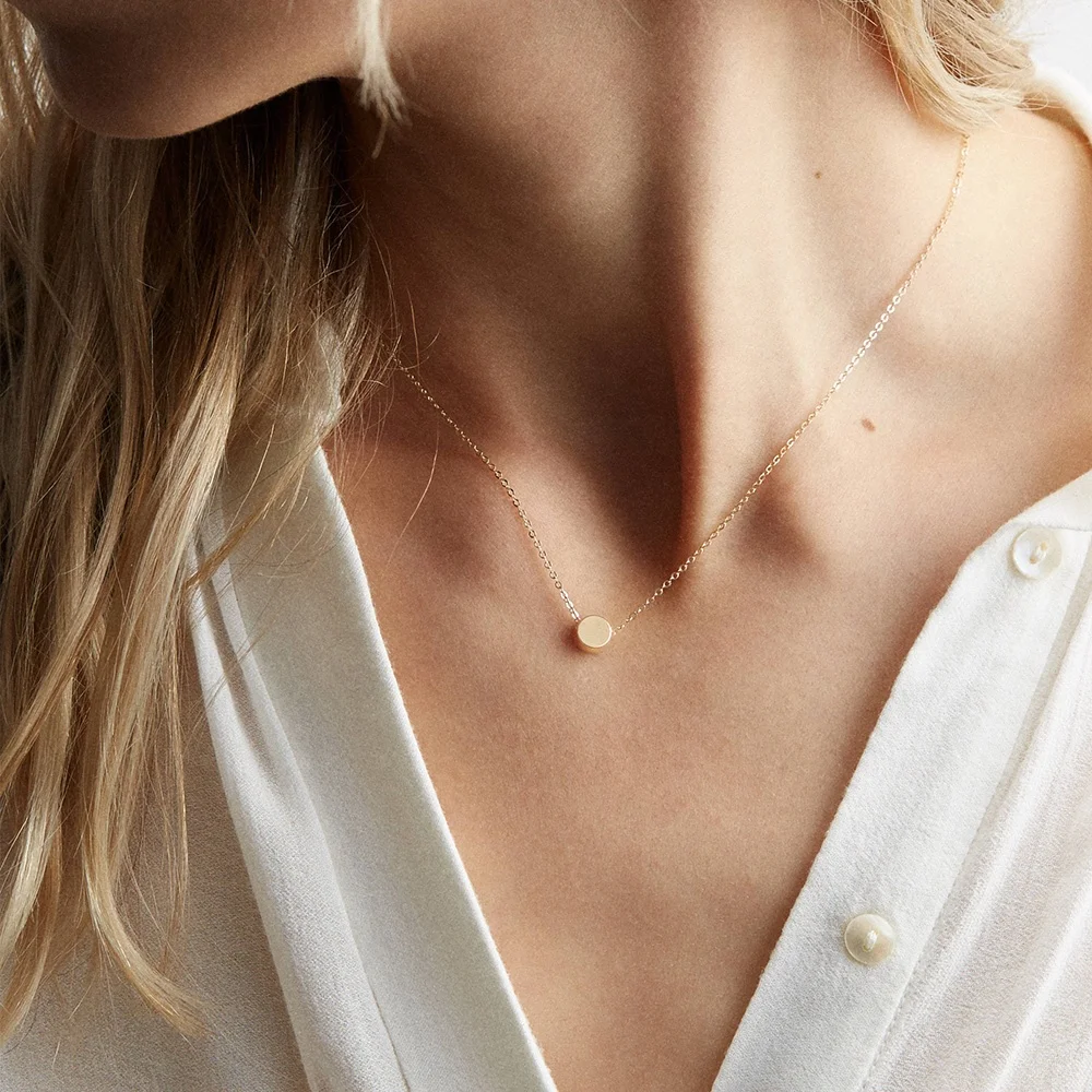 

Luxury Jewelry mini coin necklace women jewelry gold plated small pendent stainless steel Necklace