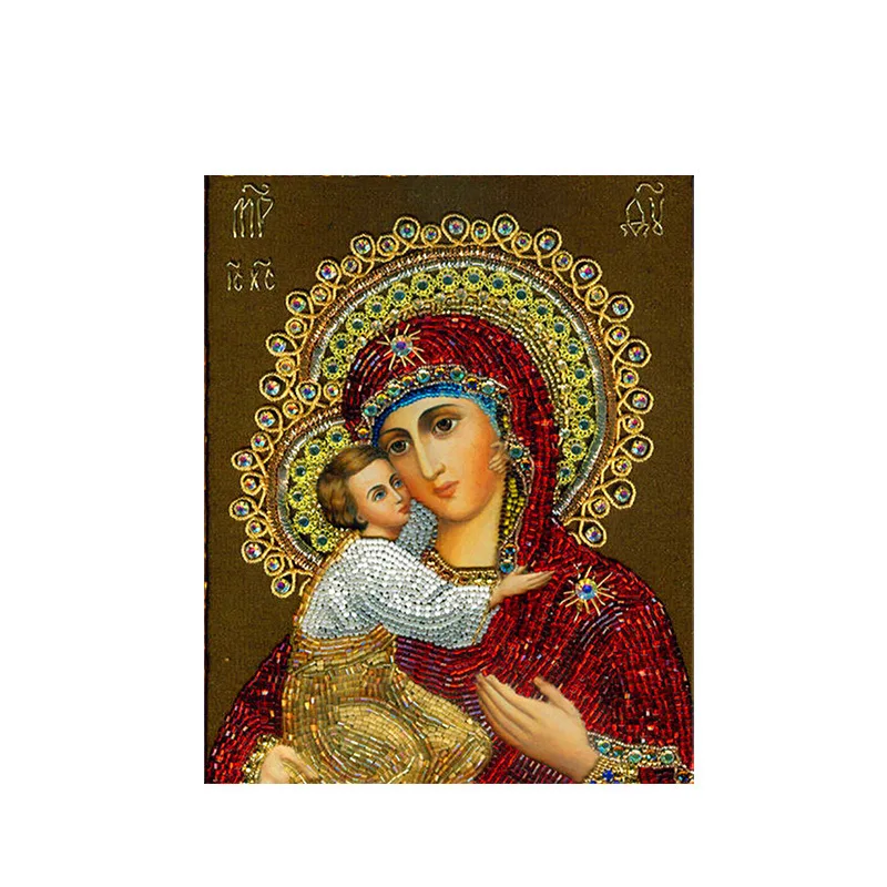 

Foreign Trade Cross-Border5dDiamond Painting Virgin Russian Style Foreign Characters Crystal round Diamond StudydiyCross Stitch