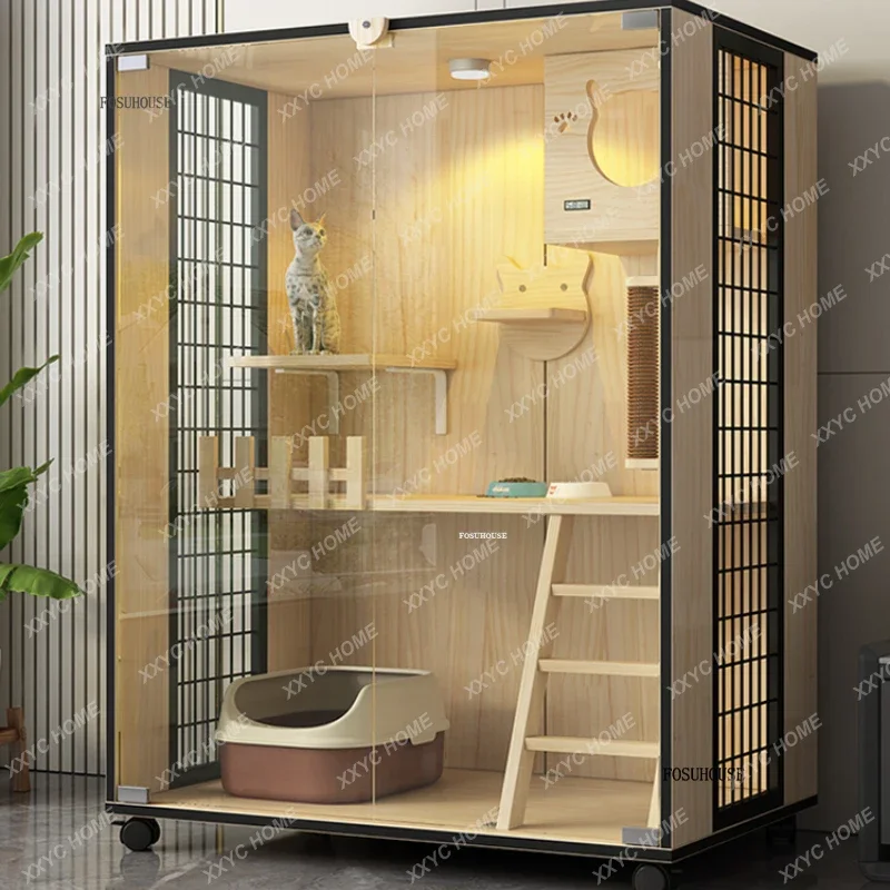 Фото AAModern Home Очень большие космические клетки для кошек Водонепроницаемые прозрачные дверные кошачьи вилла Многофункциональный дом для кошек для товаров для домашних животных №4