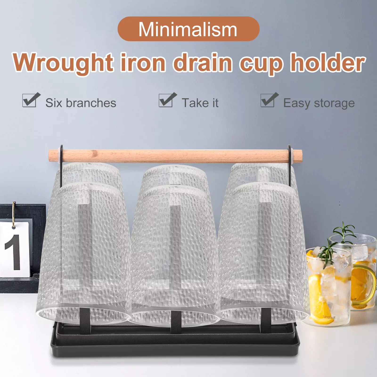 

Портативный подстаканник, встроенный поднос, подстаканник, скандинавский кухонный подстаканник для хранения стаканов, стеллаж для газиров...