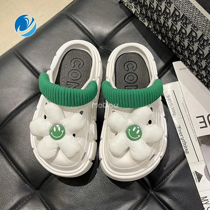 

Женские сандалии с перфорацией Mo Dou, босоножки в Корейском стиле из ЭВА на толстой подошве, с цветами, летняя обувь, 2022