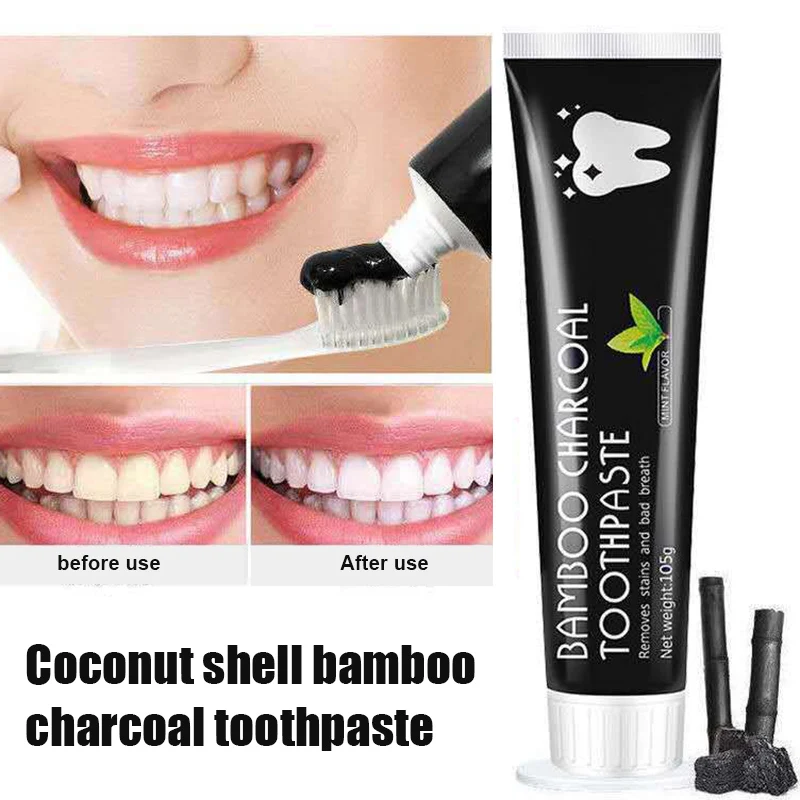 

Sdotter 105g Toothpaste Bamboo Charcoal Black Deep Clean Mint Flavor Teeth Whitening Removes Bad Breath Stains Teeth Care Health