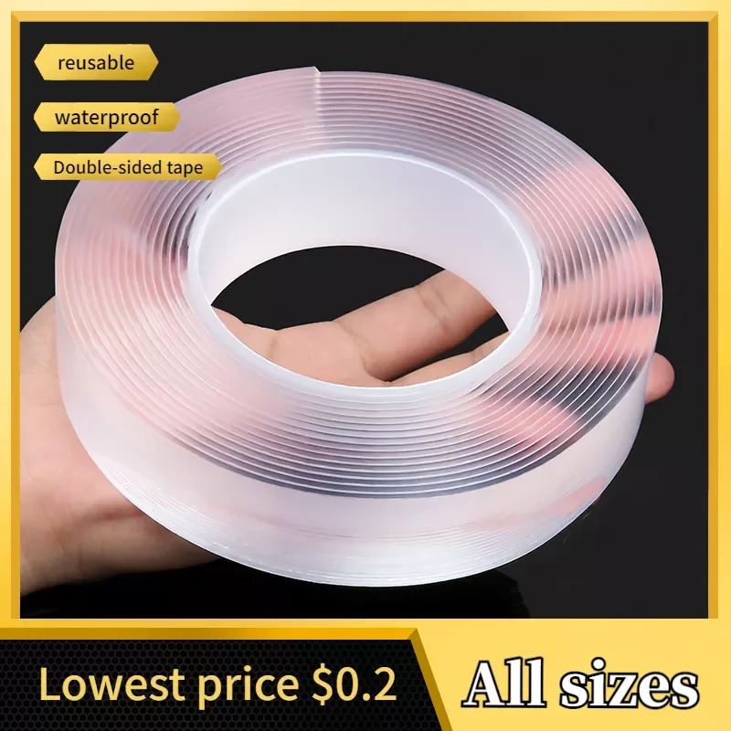 

1/2/3/5M Reusable Nano Adhesive Tape Clear Double Sided Removable Transparent Alien Tape Anti-Slip Traceless Home Supplies Tapes