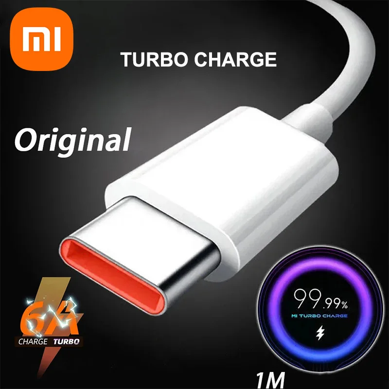 Зарядное устройство Xiaomi 6A с Usb-кабелем типа C 120 Вт Turbo Tipo быстрая зарядка для Redmi 13 12
