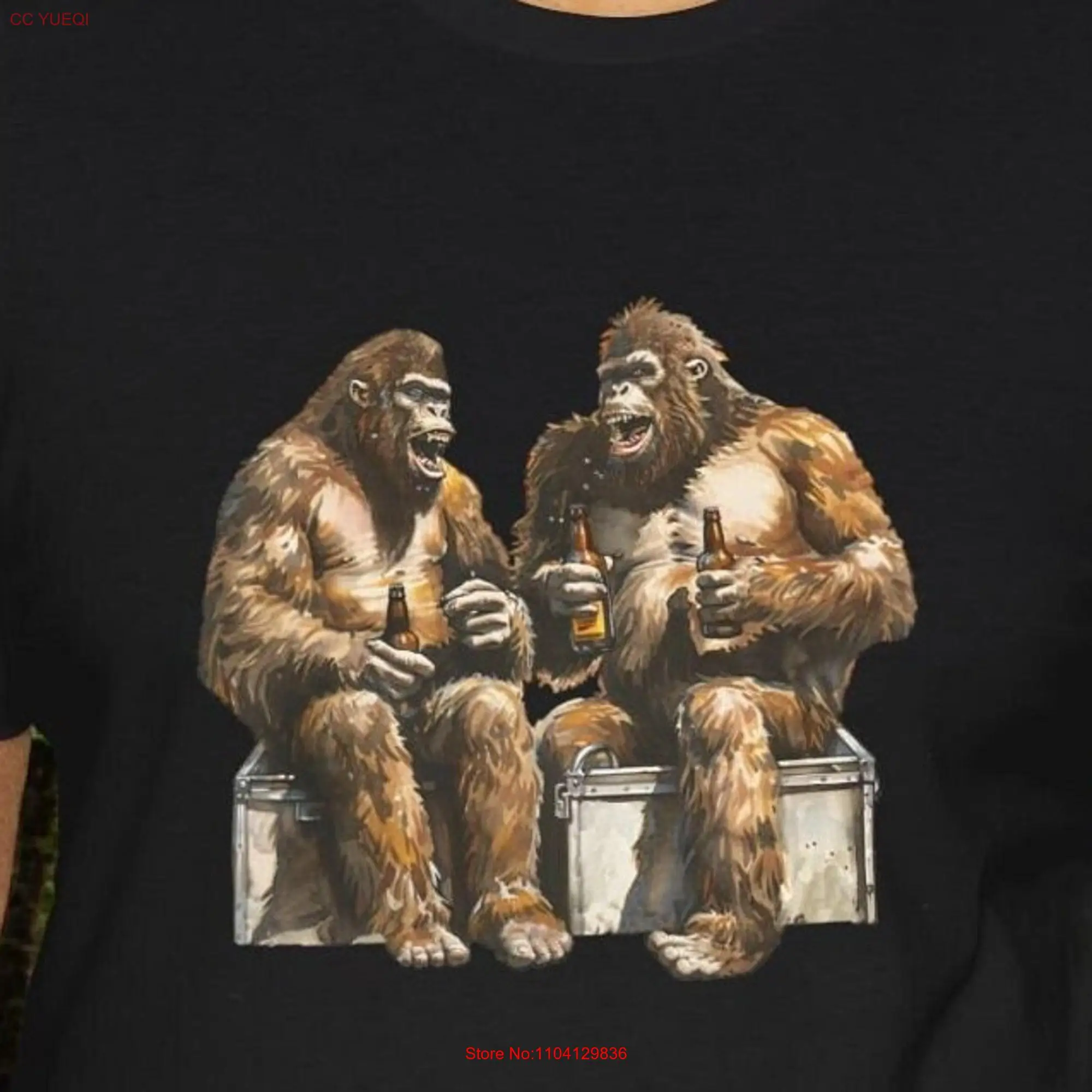 Футболка bigfoot питьевое пиво счастливая Снежная рубашка пушистые люди кемпинг