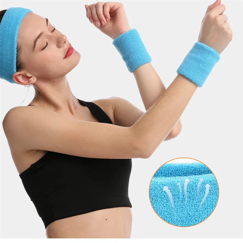 

Wrist sweatband tennis sports wristband volleyball gym tennis wristband support anti-sweatband towel bracelet protector