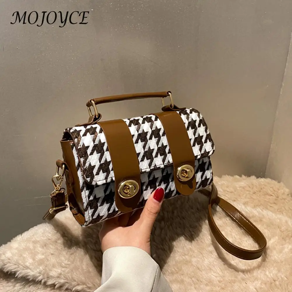 

Women Vintage Shoulder Bag Creative Houndstooth Print Design Messenger Bags Vintage Shoulder Bag Small Flap Purse