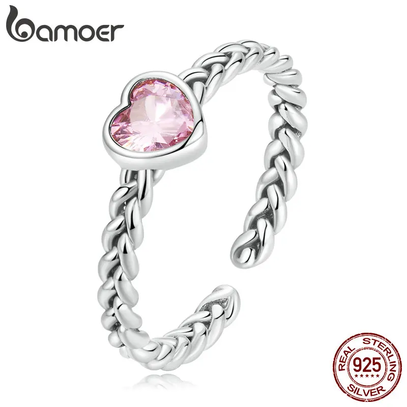 BAMOER 925 пробы Серебряная плетеная текстура витая вечность браслет штабелируемые