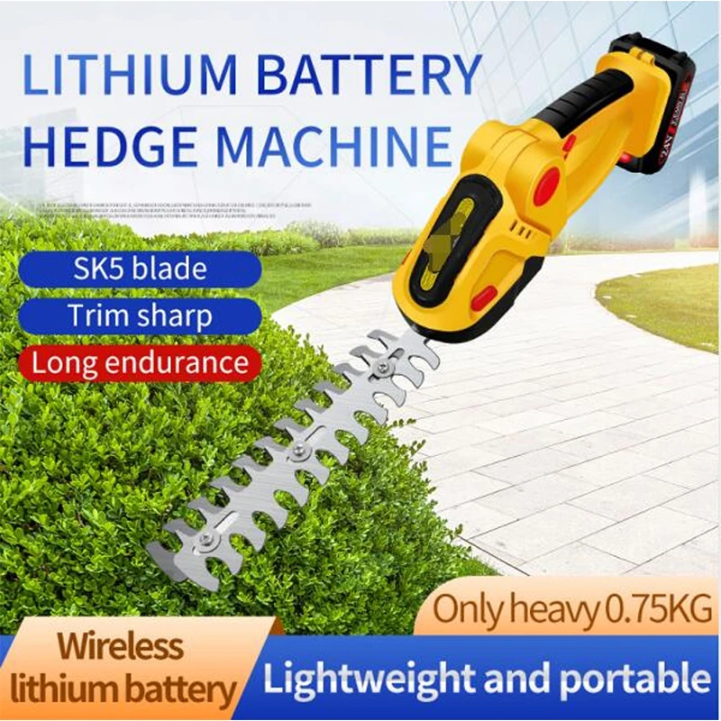 

24V Cordless Electric Hedge Trimmer Garden Power Tools Branches Pruning Shears Grass Trimmer Lawn Mower Rechargeable Scissors