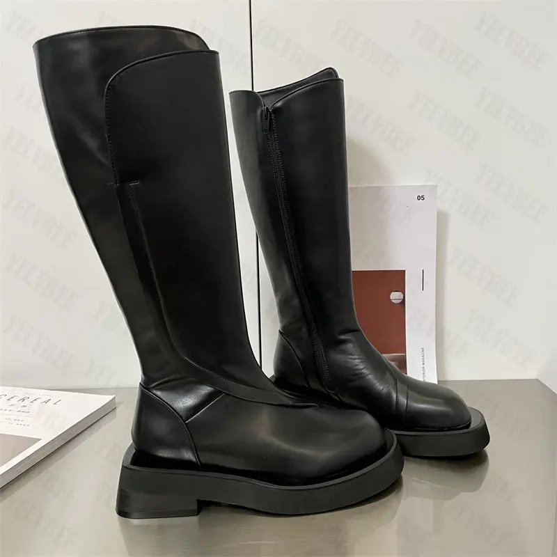 

Winter New Knee High Chelsea Women Boots 2022 Fashion Warm Motorcycle Goth Work Snow Femme Botas Platform Long Boots Women Shoes