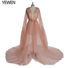 Новый дизайн, розовое прозрачное вечернее платье YEWEN с длинным рукавом для фотосессии или вечеринки в стиле Babyshower 2020, вечернее платье, платье для выпускного вечера