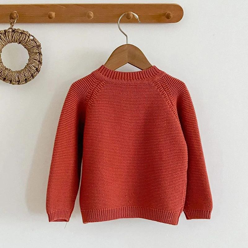 Однотонный вязаный кардиган с длинным рукавом на возраст 0-24 месяца