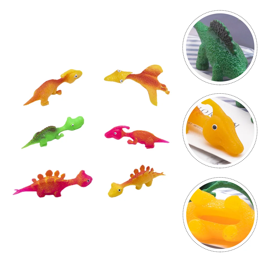 

6 Pcs Toys Finger Flying Dinosaur Chicks Stretchable Animal Slingshot Mini Gift Bags Stretchy Playthings Catapult