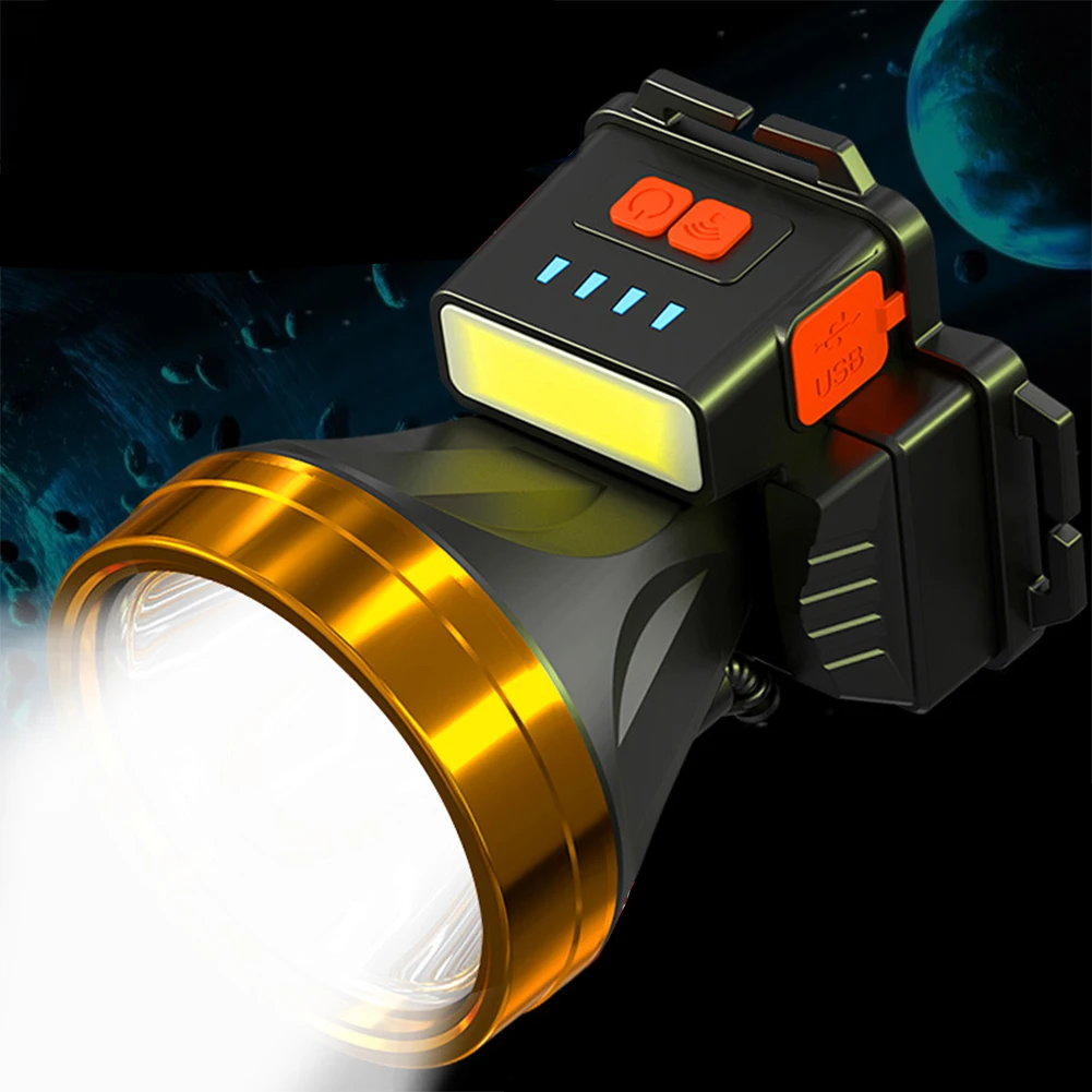 

USB Rechargeable Head Light COB LED Headlight Head Waterproof Torch Fishing Lamp With Built-in Battery For Camping Hiking