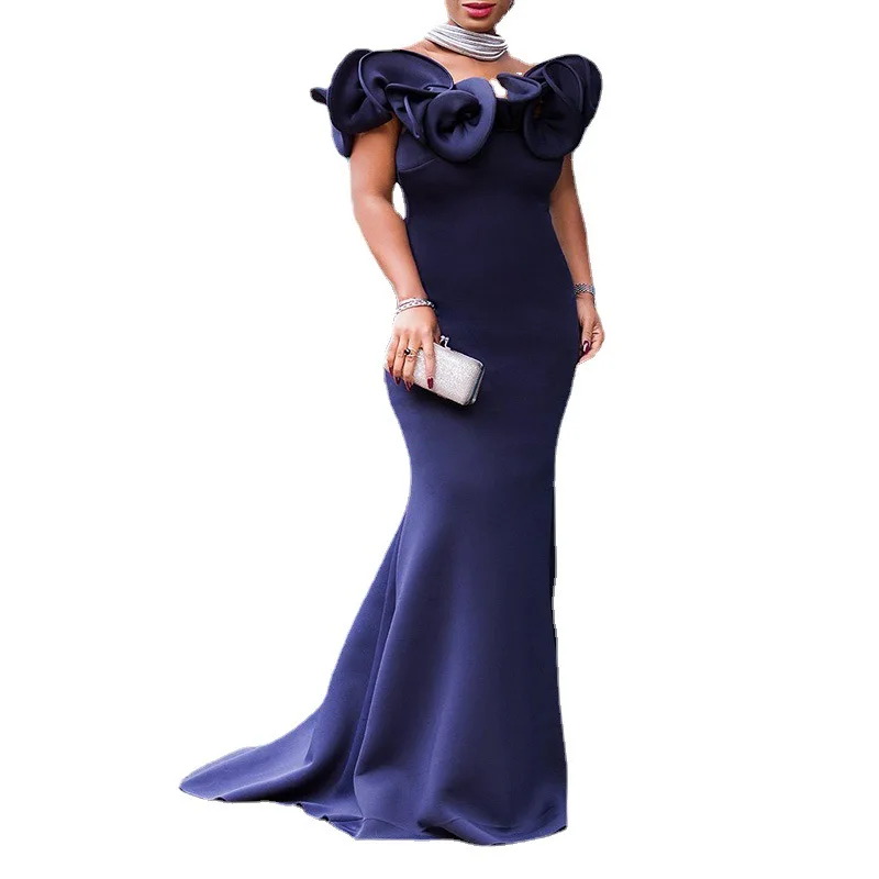 2022 Wedding Woman One-shoulder Long Dress Bridesmaid Group Light Dress Banquet Dress Women's Dress Elegant Dresses Party Robe