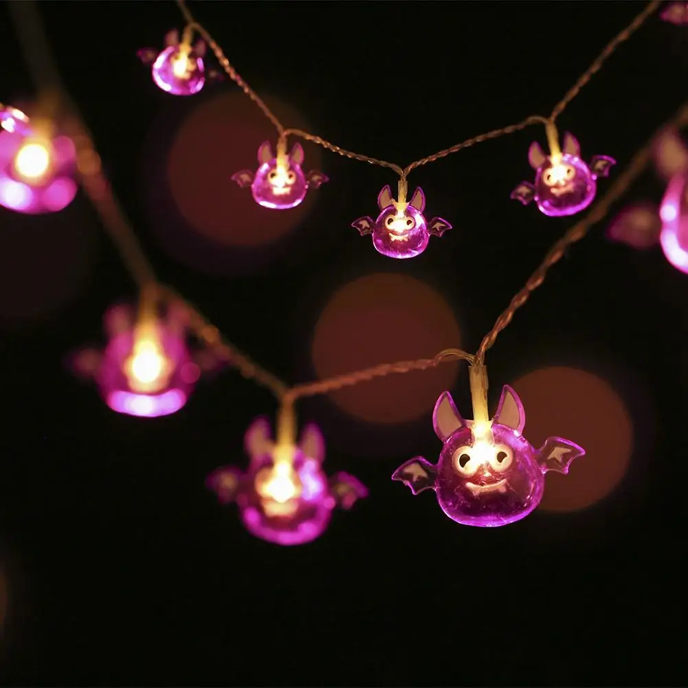 

Cute Purple Bat Led String Lamp Ip44 Waterproof Atmosphere Lamp Fairy Lights For Halloween Tree Window Yard Decoration