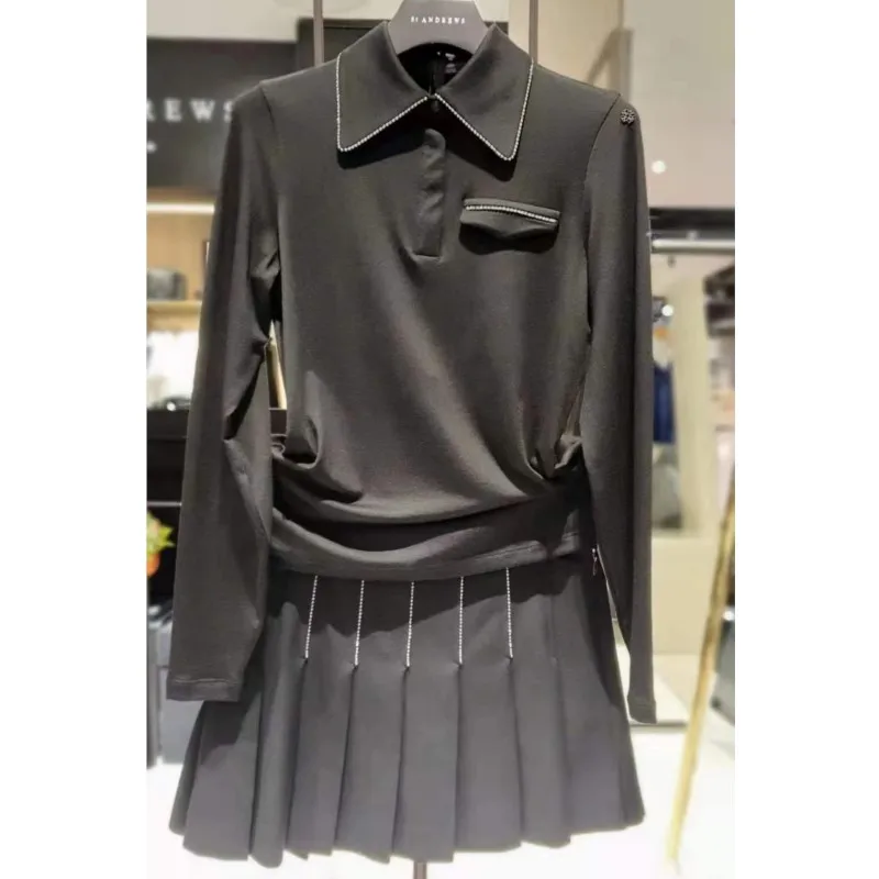 new golf skirt for women ladies golf wear bling crystal pleated elegance skirt with short pants inside all match golf skirt