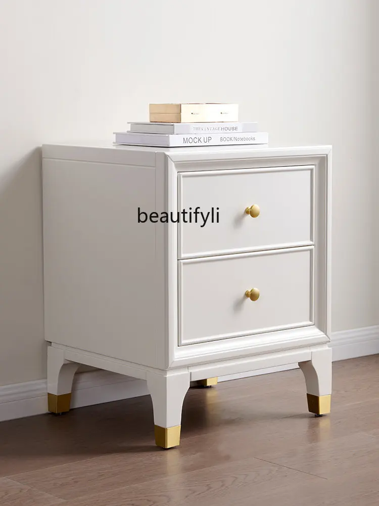 

Американский стиль роскошный прикроватный столик из массива дерева мини прикроватный шкаф для спальни узкий белый