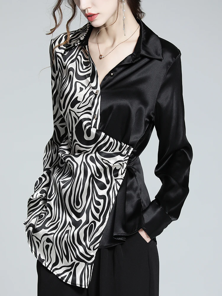 Шелковые рубашки женские осенняя одежда 2024 новинка элитный светильник роскошный