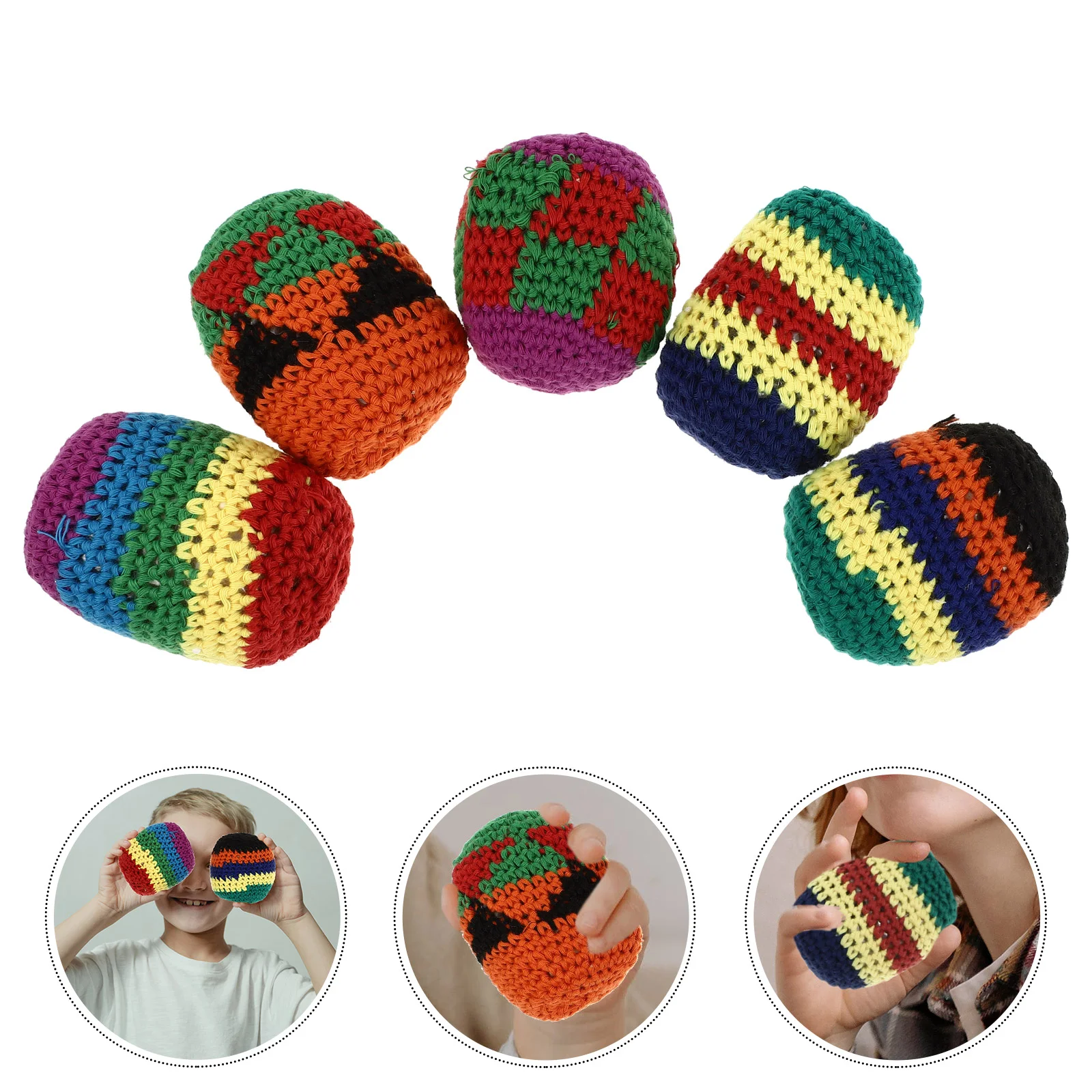 

5 Pcs Outdoor Bean Bags Wool Sandbag Foot Indoor Game Kick Balls Throwing Children Yarn Multicolored Crocheted Knitted Sacks
