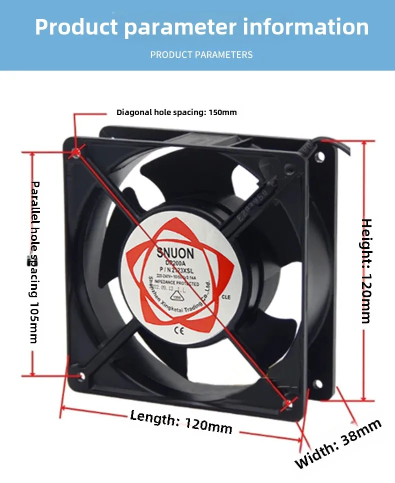 12038 Мини 120x120 Маленький вытяжной вентилятор 120 мм Охлаждающий вентилятор переменного тока Вентилятор 220 В