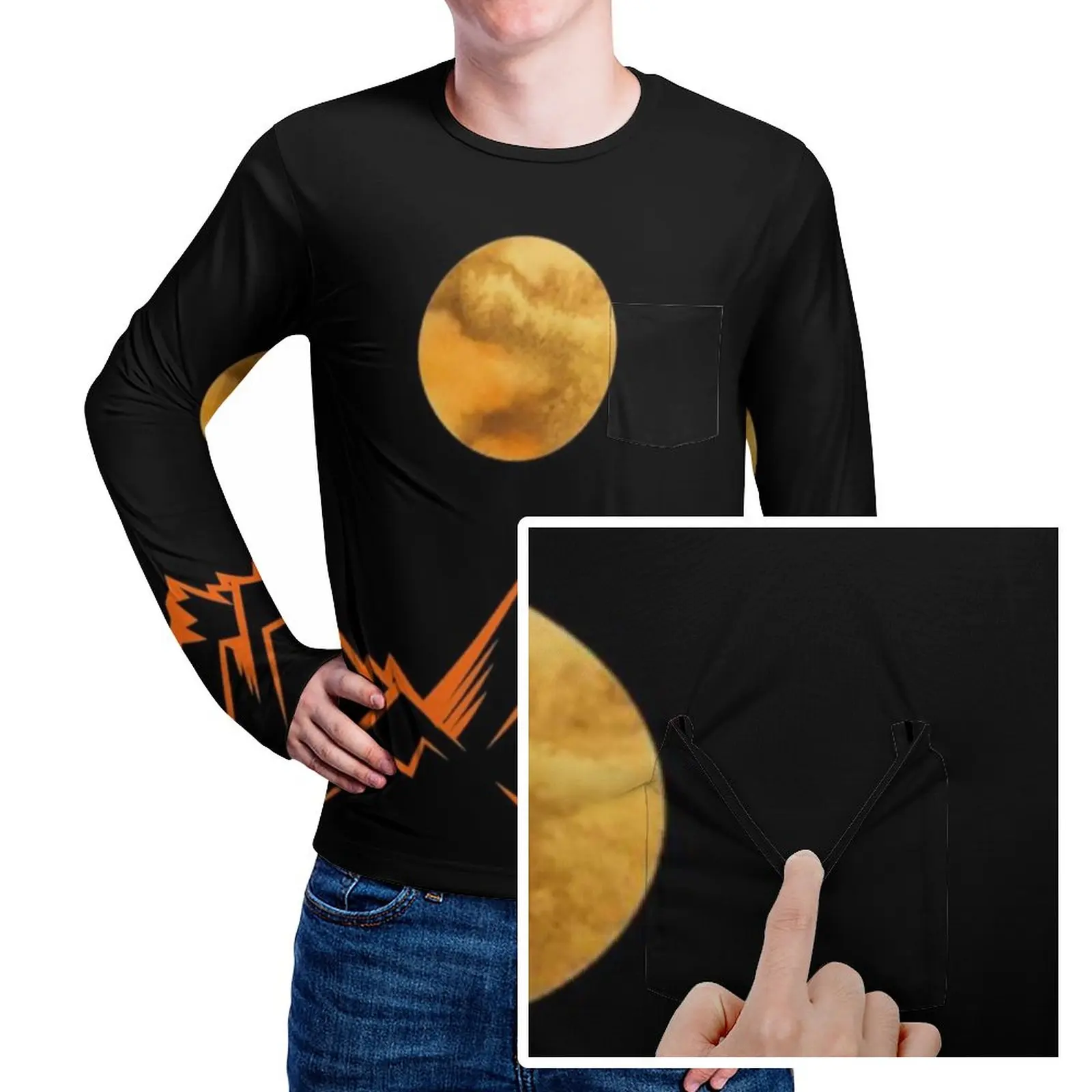 

Мужская футболка с геометрическим рисунком «горы линия», Повседневная футболка с изображением солнца, Луны и пейзажа, модная футболка на заказ, большой размер 4XL 5XL