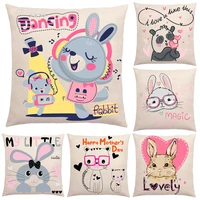 cute dancing rabbit pillows case for girls room lovely cat panda pillows case kids bedroom luxury interior for home decor 45x45