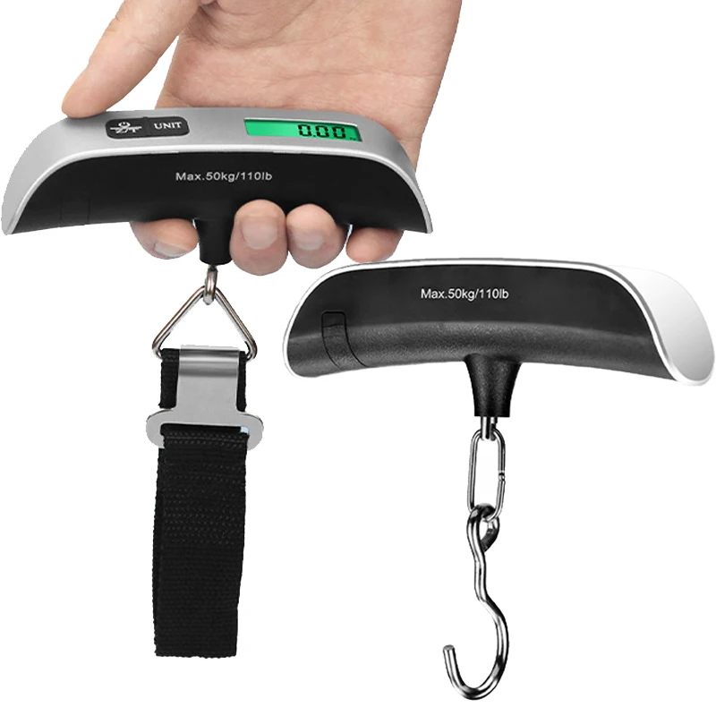 

50kg/10g Luggage Scale Portable LCD Display Spring Electronic Scale Weighing Scale with Hook/Belt