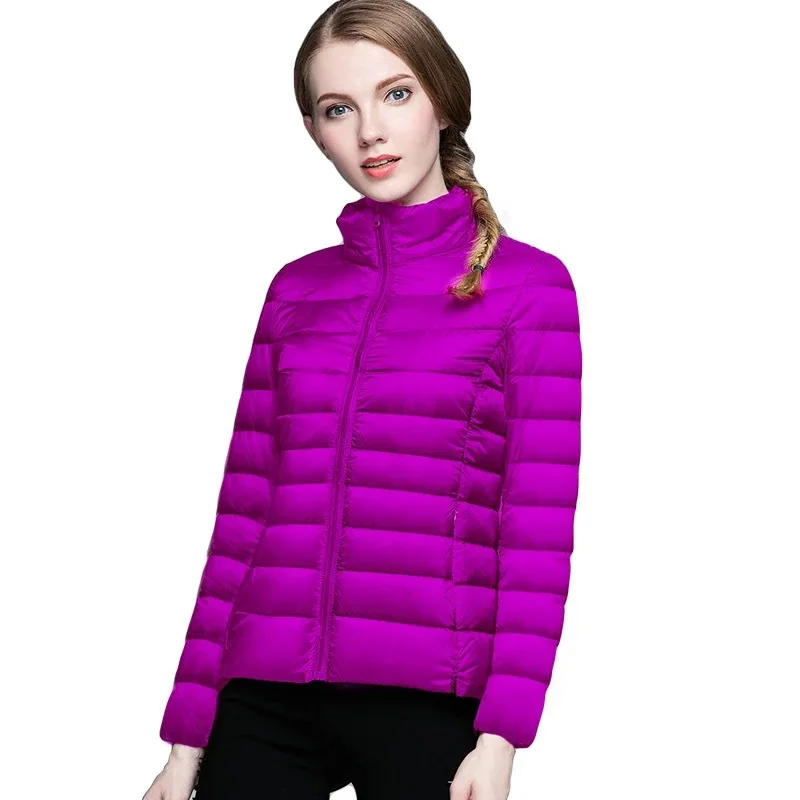 Portable Windproof Down Coat Women Winter Casual Solid Colors Zipper Slim Parka Ultra Light White Duck Down Jacket Puffer Jacket