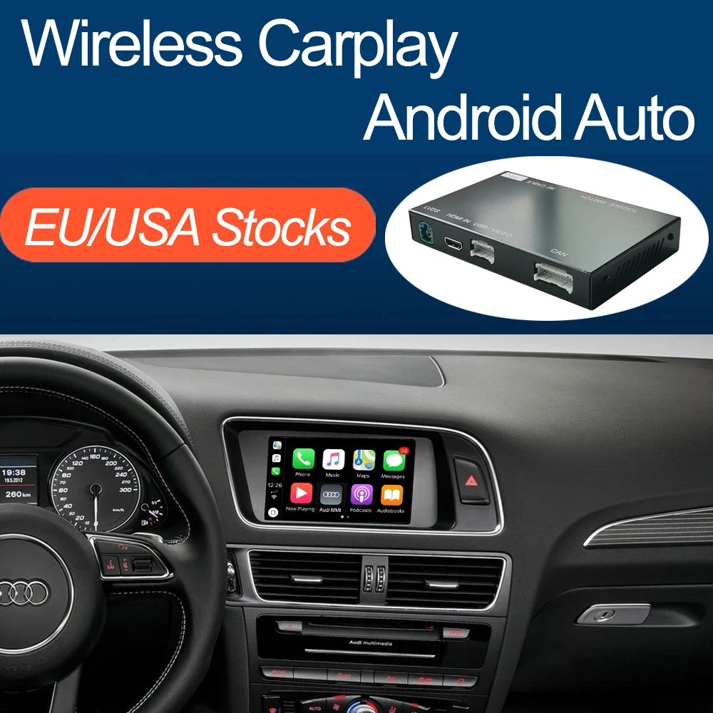 Wireless Apple CarPlay Android Auto for Audi A4 A5 Q5 2009-2017, with AirPlay Mirror Link Car Play Functions