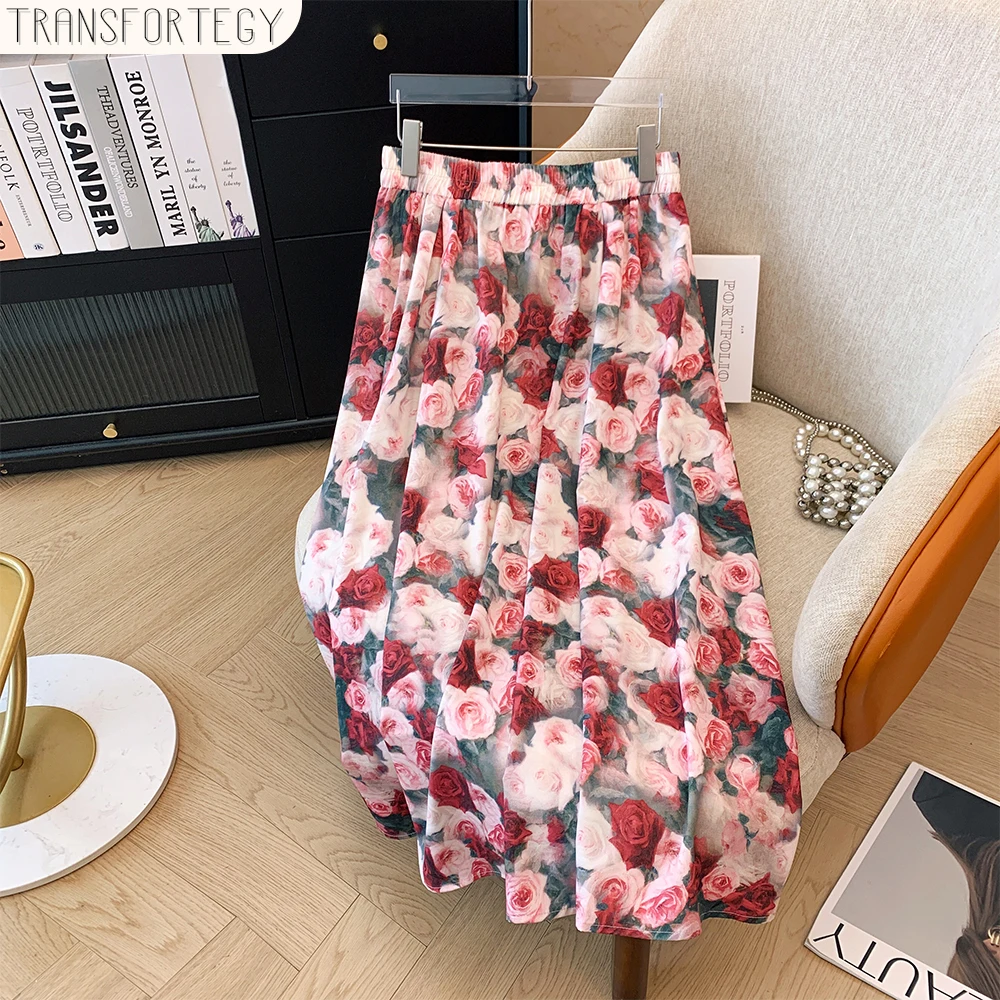 Женская Модная Повседневная Широкая Свободная Юбка Больших Размеров С Розовым