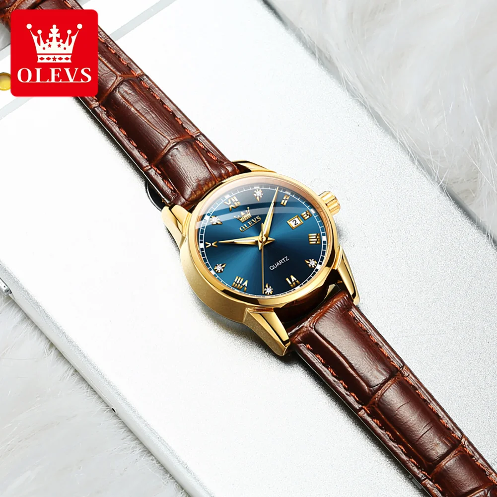 OLEVS 2024 новые модные женские часы лучший бренд роскошный кожаный ремешок
