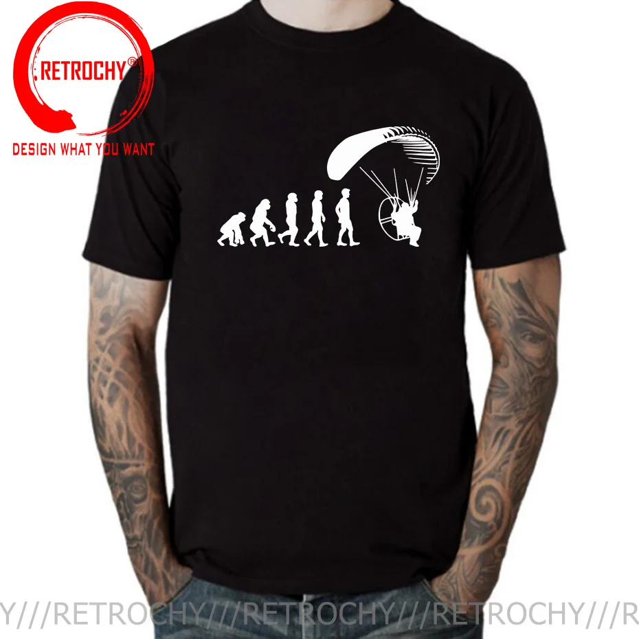

Мужская хлопковая футболка с коротким рукавом, с принтом параплана, парашютного параплана, парамотора, эволюции