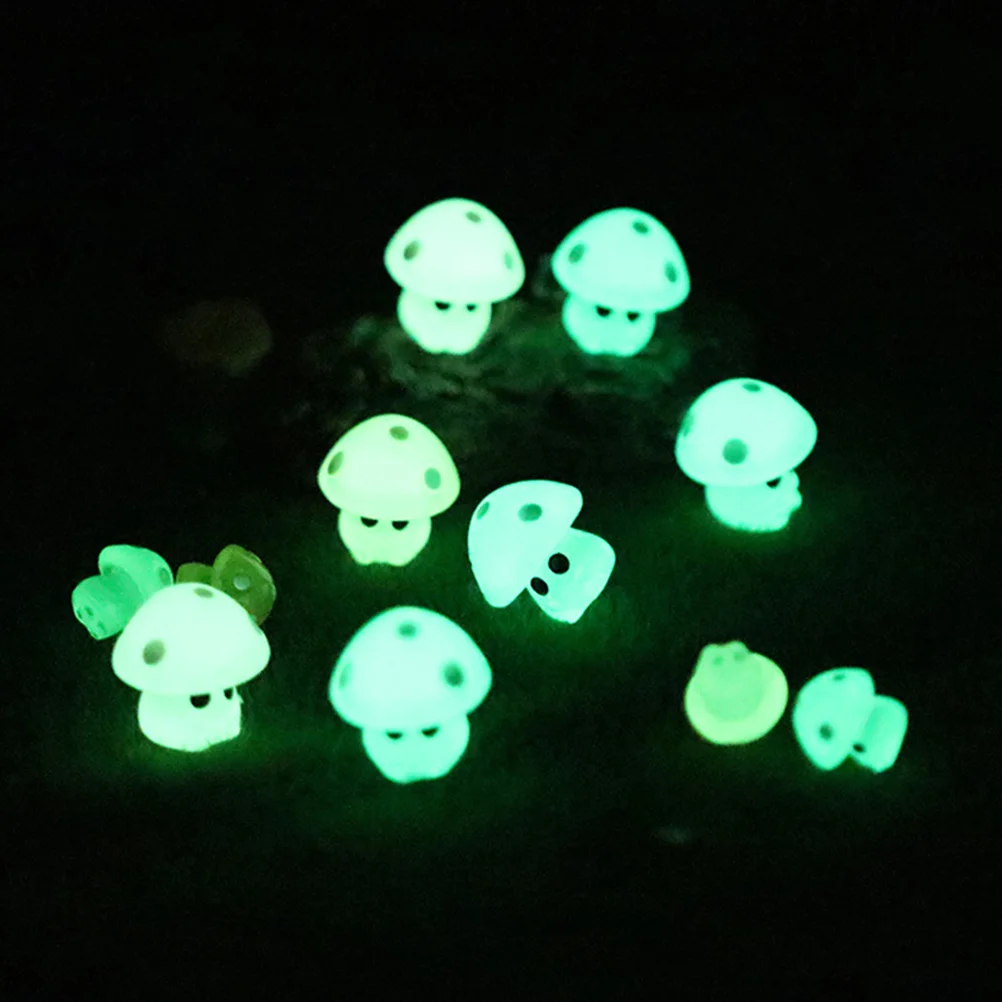

35 Pcs Model Luminous Mushroom Miniture Decoration Fairys Garden Accessories Resin Statue