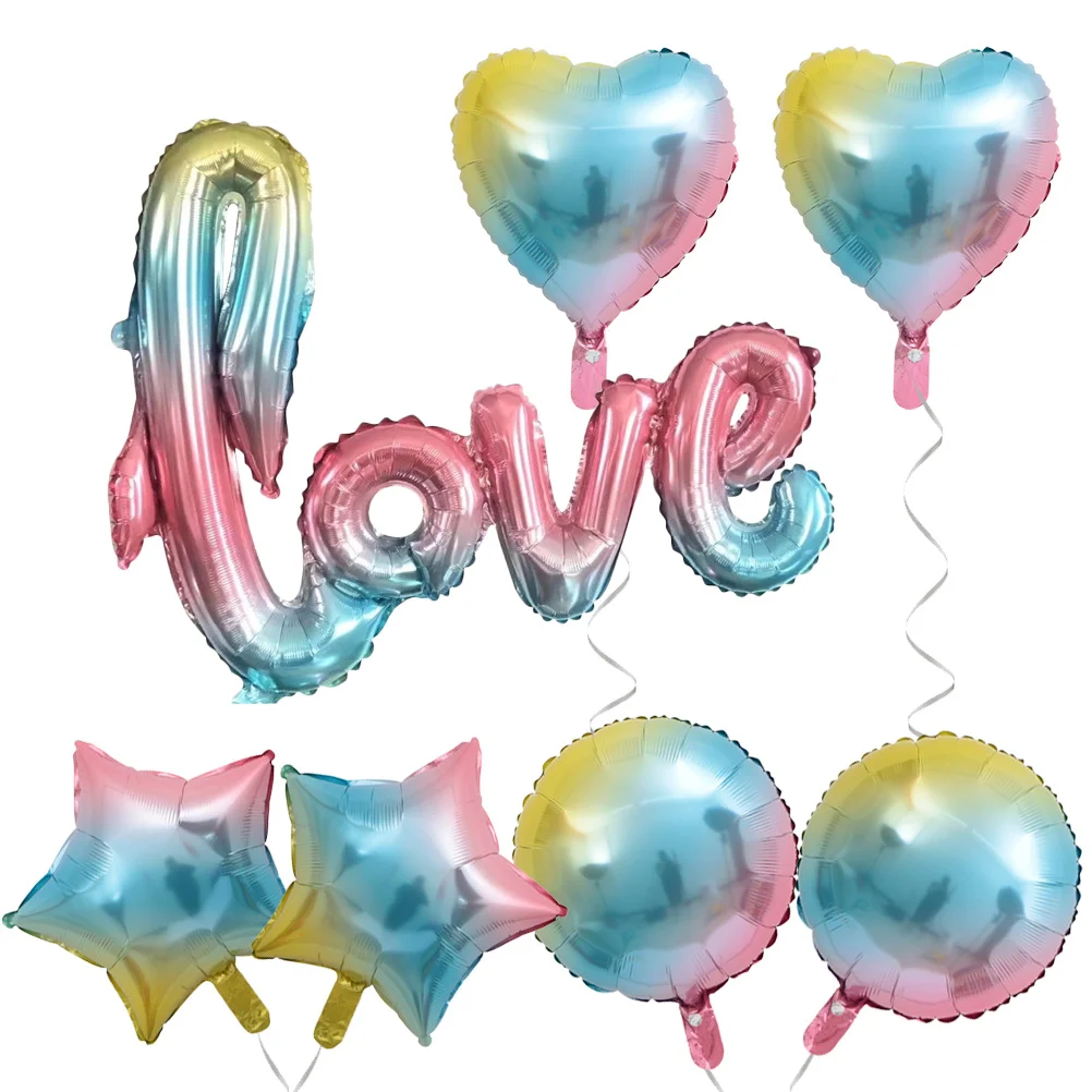 

7 Wall Decorations Party Decorations Heart Shape love Shape Round Aluminum Foil Novel Trendy Adornments Balloons Balloon