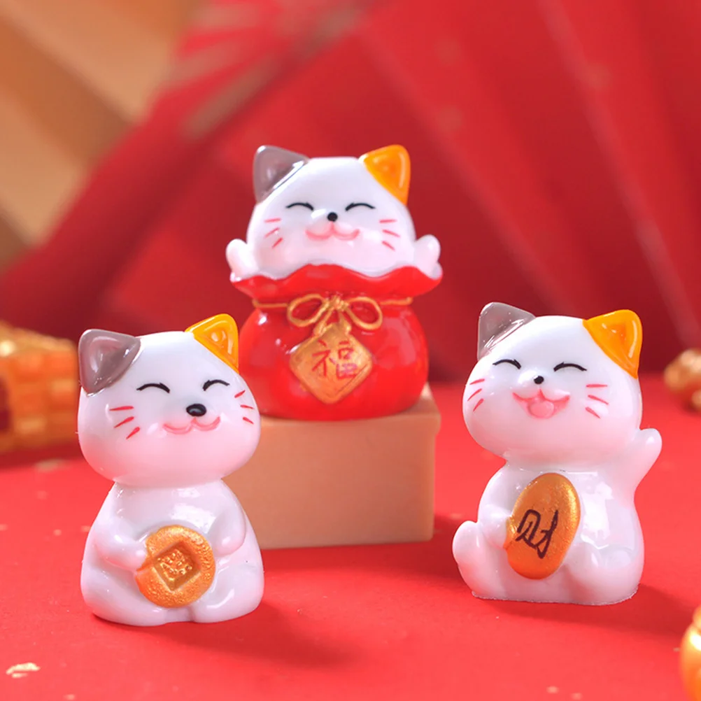 

Car Decor Mini Lucky Cat Sculpture Statue Landscape Fortune Figure Micro Ornament Miniature Animal Adornment Figurines