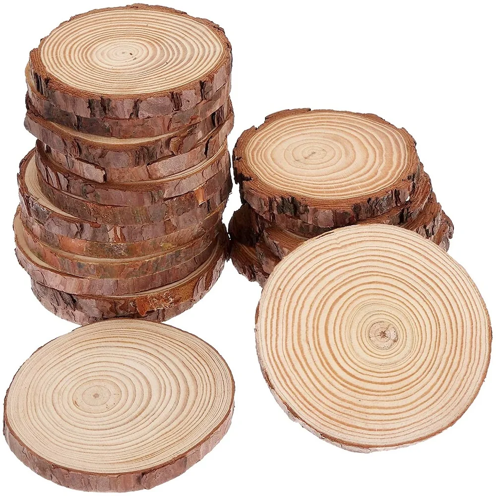

50PCS Natural Wood Slices Craft Wood Kit Unfinished Predrilled with Hole Wooden Circles for Arts Christmas Ornaments DIY Crafts