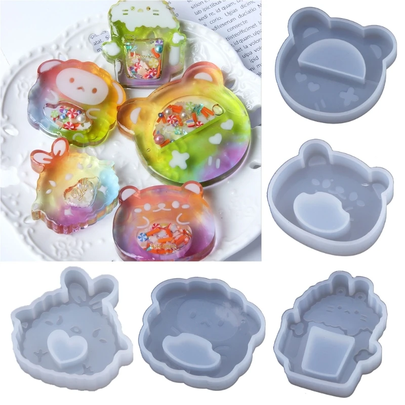 

Cartoon Bear Quicksand Resin Mould Mini Animal Silicone Shaker Mould Keychain