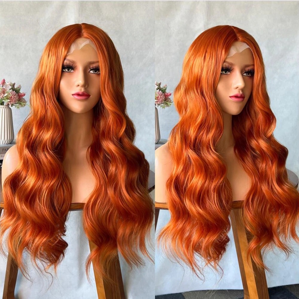 

Парик из синтетического имбиря на сетке спереди, с натуральными волосами