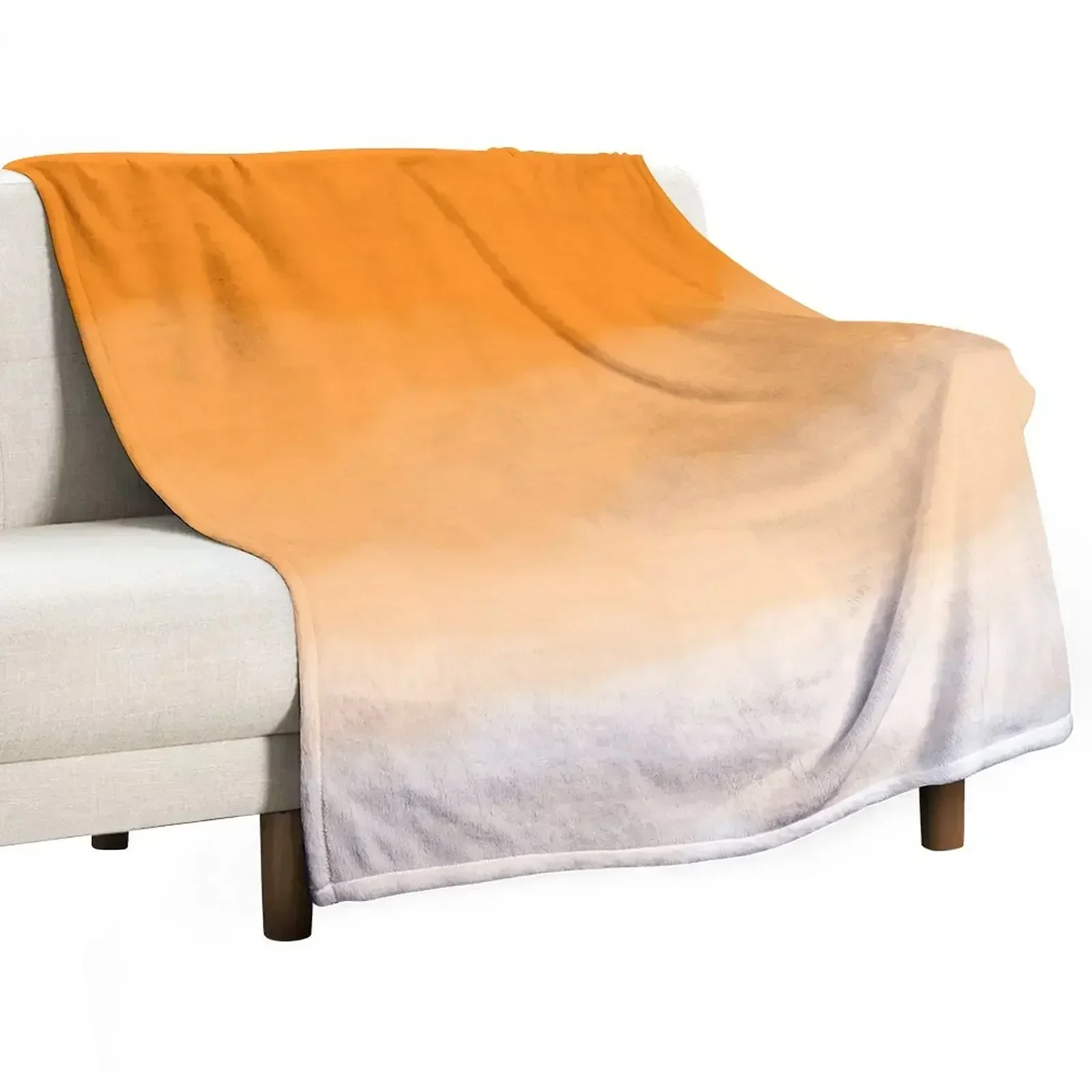Оранжевое акварельное омбре (оранжевое/белое) пледы для дивана летние